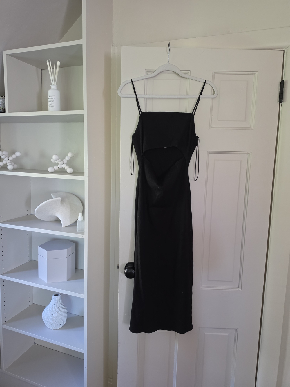 Wayf Black Spaghetti-Strap Midi Dress